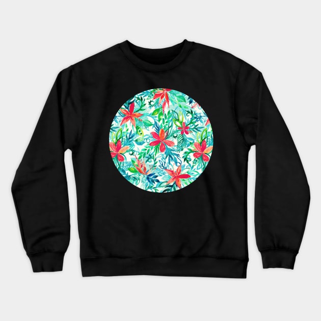 Paradise Floral - a watercolor pattern Crewneck Sweatshirt by micklyn